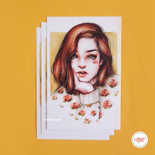 [ART PRINT] Autumn Rose Postcard Art Print 300gsm Watercolor Illustration
