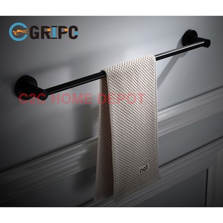 GRIPO sus304 stainless towel rack single towel holder 60cm length (black) GP178BK