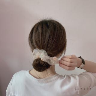 【Stock】Flower Chiffon Scrunchies/ cute Lace Hair Bands/Daisy Flowers Thin Mesh Scrunchies/ Transparent Tulle Headwear /Elastic Hair Rubber Bands (7)