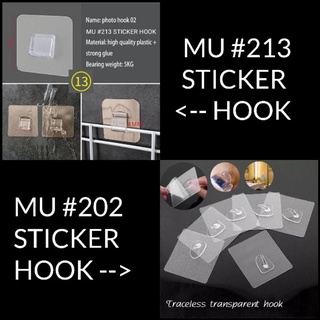 MU Sticker Hooks #202 | #213 No Drill Adhesive Hook Invisible Seamless Grid Mesh Wire Holder
