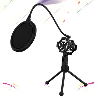 ammoon Mini Desktop Microphone Tripod Stand with Shock Mount Mic Holder Pop Filter for Studio Reco