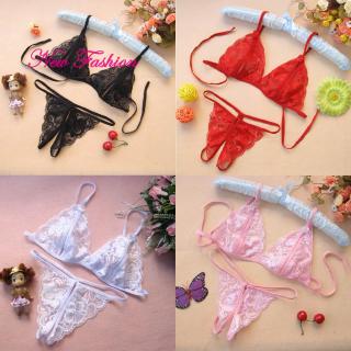 ❀ET❀ Women Lingerie Underwear Set Sexy Lace Transparent Bra G-String @ph