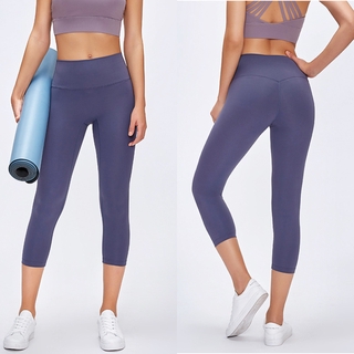 Ins New High Waist Yoga Pants Women's Skin-friendly Nude Hip-lifting Slimming Fitness Pants No Embarrassment Line Sports Cropped Pants (1)