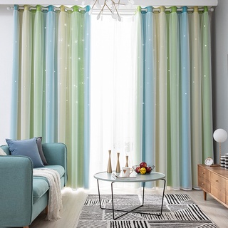 M Curtain, double-layer hollow out curtain, living room curtain, bedroom shading curtain, (1M*2M) (6)