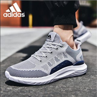 New Adidas Sports Shoes Men's Large Size Lightweight Running Shoes Casual Shoes Breathable Mesh Shoes Low-top Lace-up Jogging Shoes Non-slip Wear-resistant 39-46