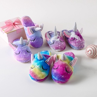❧✱Kigurumi Unicorn Slippers Kids Cartoon Animal Claw Onesies Pajama Baby Home Shoes Boys Girls Women
