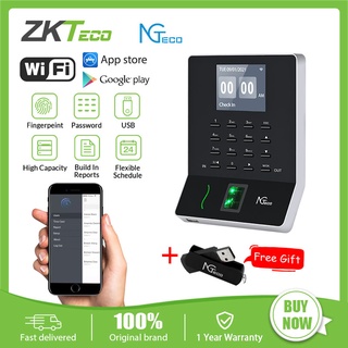 ZKTeco Fingerprint Attendance Machine Bundy Clock Time Recorder Time Clock WiFi Biometric Fingerprint Time Attendance Terminal Clock Machine Office Punch Card Machine Clock in with APP for iOS and Android (0 Monthly Fees) W2