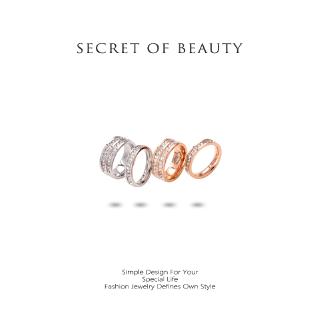 Korean Style Titanium Steel Single / Double Row Ring Simple Diamond Inlaid Forefinger Ring