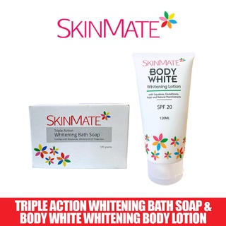 beauty™▣SKINMATE Triple Action Whitening Bath Soap 125g & BODY WHITE Whitening Body Lotion 120ml