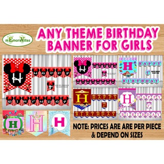 ANY THEME BIRTHDAY BANNER FOR GIRLS (PRICE IS PER LETTER &PER SIZE)