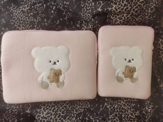 Fun Study|Exclusive Korean Cute Bear Pink Mac Apple Laptop Pack Girl Heart Cute Cartoon Embroidery (7)