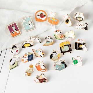 Cute Cartoon Cat Metal Enamel Brooch Pin Badge Clothes Bags Decor