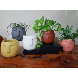 Face Pots Made of Cement (Minimalist Design)