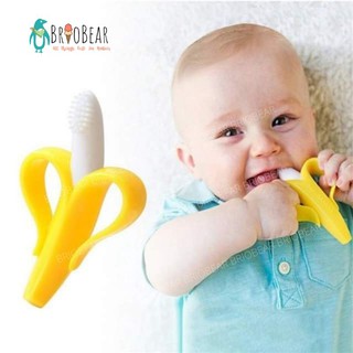 BRIOBEAR Banana Baby Brush or Teether (Food Grade Soft Silicone)