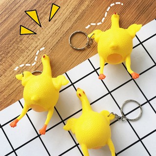 Creativity Funny Bag Pendant Keychain Spoof Laying Chicken Decompression Tricky Funny Toy Accessories