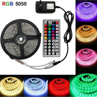 5M 10M 5050 SMD RGB 2X5M 600LEDs Colorful LED Strip Lights Waterproof 44-key IR Remote Control Set