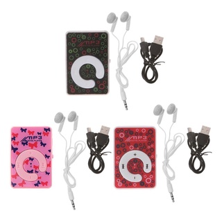 ✿ Mini Clip Dot Circle Pattern Music MP3 Player Support TF Card + Mini USB Cable Earphone