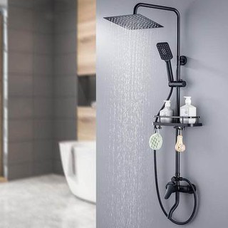 ☻≗Jiumu Wrigley adapts to Nordic black shower set home all copper bathroom constant temperature show