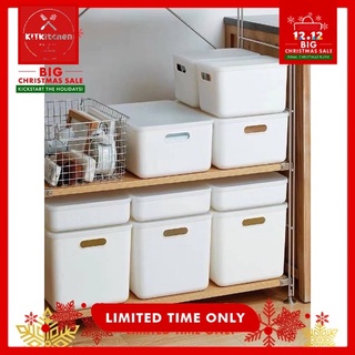 Japanese-Style White Storage Basket Shelf Organizer Plastic Container Box Box with Lid COD