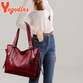 Yogodlns Luxury Handbag Women PU Leather Shoulder Bag Large Capacity Top-handle Bag Vintage Crossbod