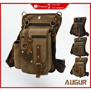 AUGUR brown outdoor riding leg bag men's canvas shoulder messenger bag waist bag tool bag (1)