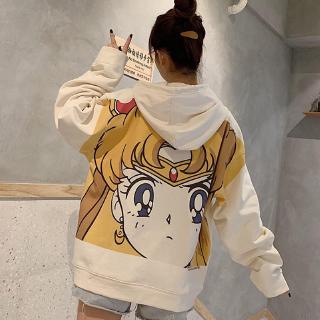 Women Superfire Sailor Moon Hoodie White Hooded Coat (3)