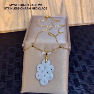 MYSTIC KNOT JADE W/ STAINLESS CHARM NECKLACE