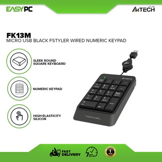 A4Tech FK13M-A4tech Fstyler Wired Numeric Keypad Micro USB Black,Sleek round-square keyboard,numeric