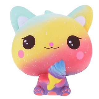 Rainbow Ice Cream Cat Kitty Squishy Slow Rising Jumbo Strap