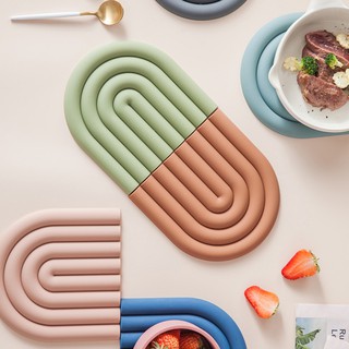 Rainbow Silicone Heat Insulation Pad Home Kitchen Coaster Tableware Non-slip Placemat