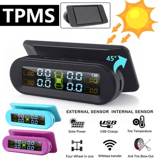 卍TPMS Tire Pressure Sensor wireless Monitoring System Solar Power 4 External Sensor Dashboard HOT!!