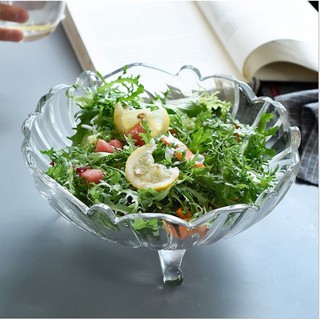 European crystal glass fruit bowl large salad bowl three-legged fruit plate (1)