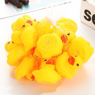 100pcs/lot Squeaky Rubber Duck Duckie Bath Toys Baby Shower Water Toys for baby Children Birthday