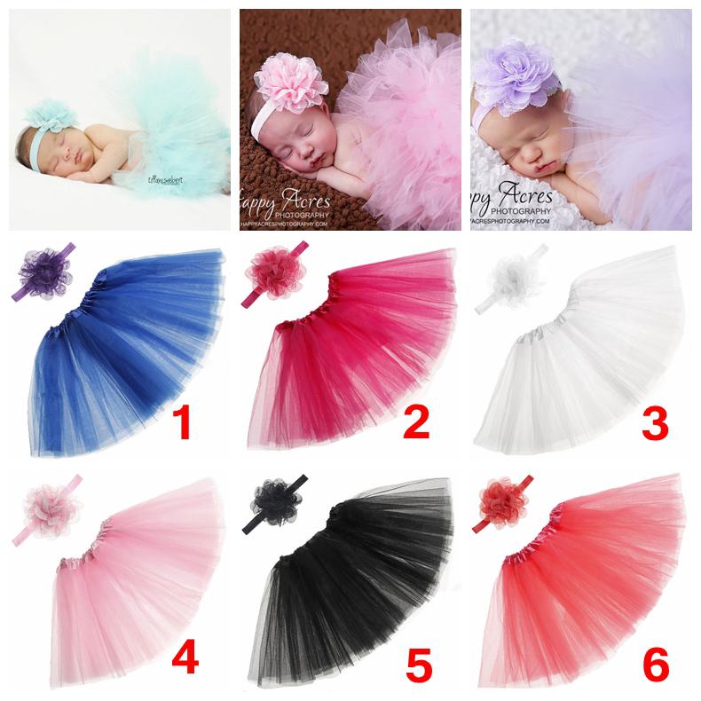 Baby Girls Costume Set Infant Tutu Skirt with Mesh Flower Headband Props