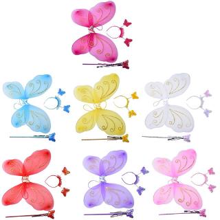 KOI Butterfly Wing Wand Headband 3pcs/Set For Girl Fairy Princess Xmas Party Costume White (3)