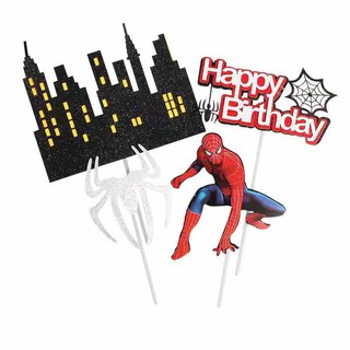 INS Super hero theme spider-man set paper card cake topper baking props dessert decorations material