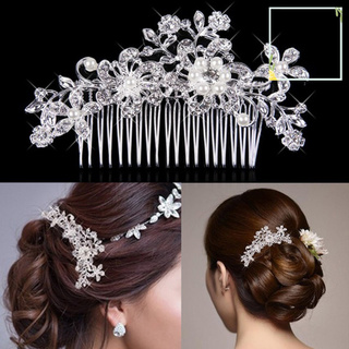 austinstore Rhinestone Faux Pearl Inlaid Flower Hair Comb Hairpin Bridal Wedding Accessory