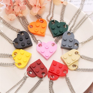 [ZOMI] Creative Fashion Heart Colorful Pendant Necklace Lego Clavicle Chain Necklace Women Jewelry Accessories Gift