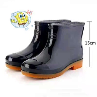 ♤✎Glossy Black Rain Boots for Men