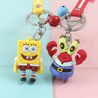 Cartoon Anime Silver Buckle SpongeBob Patrick Star Car Key Chain Bag Key Ring Plastic Keychain