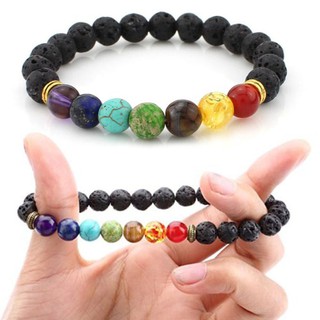 7 Chakra Healing Balance Beaded Bracelet Lava Yoga Reiki Prayer Xams Stone