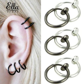 Ellastore Unisex Goth Clip-on Hoop Body Nose Lip Ear Piercing Ring Stud Earring
