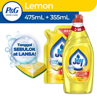 Joy Lemon Concentrate Dishwashing Liquid Bottle (475ml) + Refill (355mL)