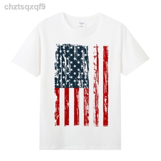 ✕Agitation cotton short-sleeved T-shirt round neck men s clothes American flag Stars and Stripes USA