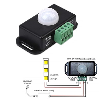 DC 12V 24V 8A Automatic Adjustable PIR Motion Sensor Switch IR Infrared Detector Light Switch Module