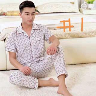 【Hot sale】men's cotton short sleeved &pants suit home service pajamas