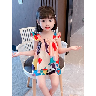 Shorts Vest Set Sling Two-Piece Suit Fashionable Sling Girls Female Baby lD5H