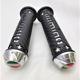 DOMINO HANDGRIP CARBON STYLE VERSION 3 UNIVERSAL / HANDLE GRIP FOR MOTORCYCLE WITH SILVER BAR END