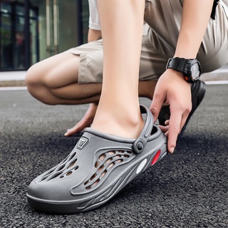 Silk Step Hole Shoes Men's Summer Crocs Bae Clogs Non-slip Thick-soled Korean Trend Sandals