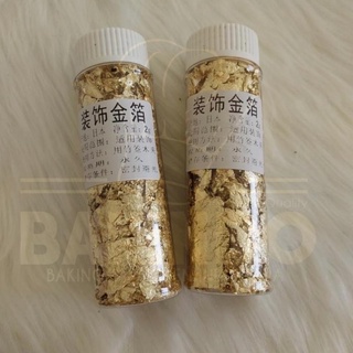 Get BAKINDO Edible Flakes Gold & Silver Leafs / Food Decoration / Gold Foil Cake Decoration